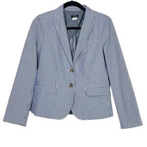 J. Crew Gingham Schoolboy Cotton Blazer Women's Size 6 Blue/White